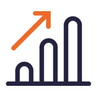 Icon of graph with ascending bars depicts profitability.