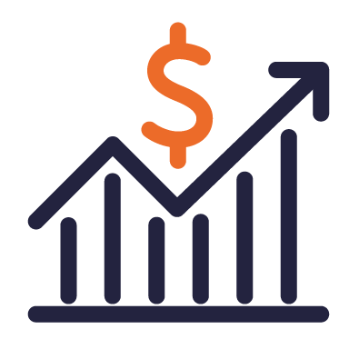 Icon of a graph indicating an investment increase.