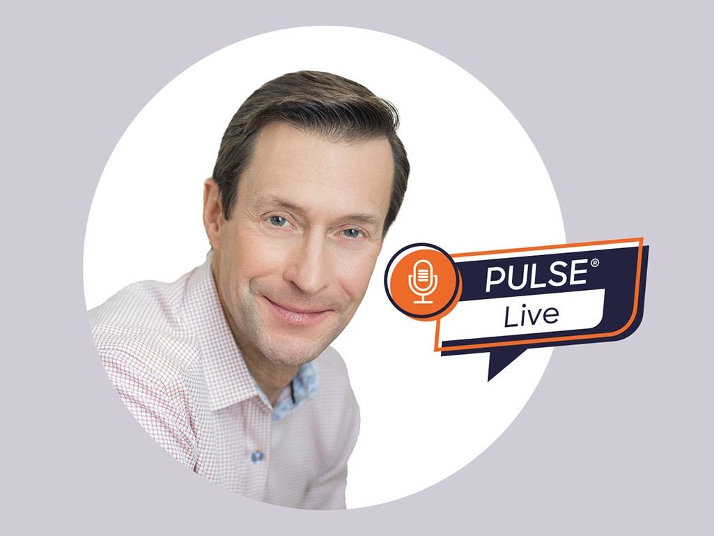 Steve Sievert, PULSE Executive Vice President of Marketing and Brand Management, smiles with PULSE Live webinar badge.