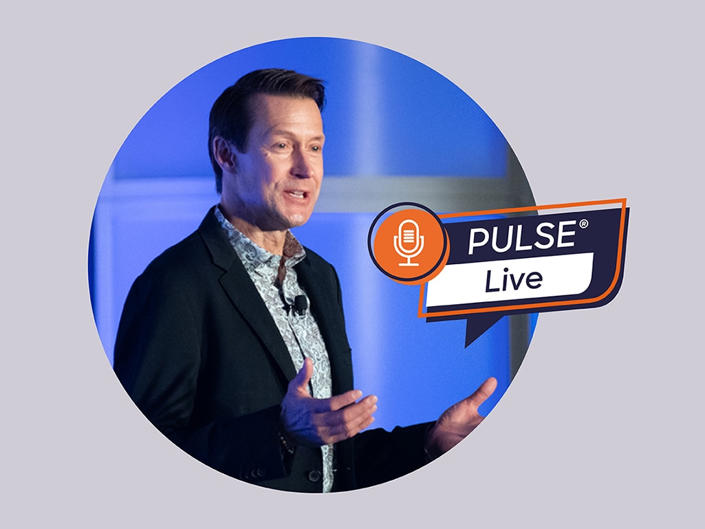Steve Sievert, PULSE Executive Vice President of Marketing and Brand Management, smiles with PULSE Live webinar badge.