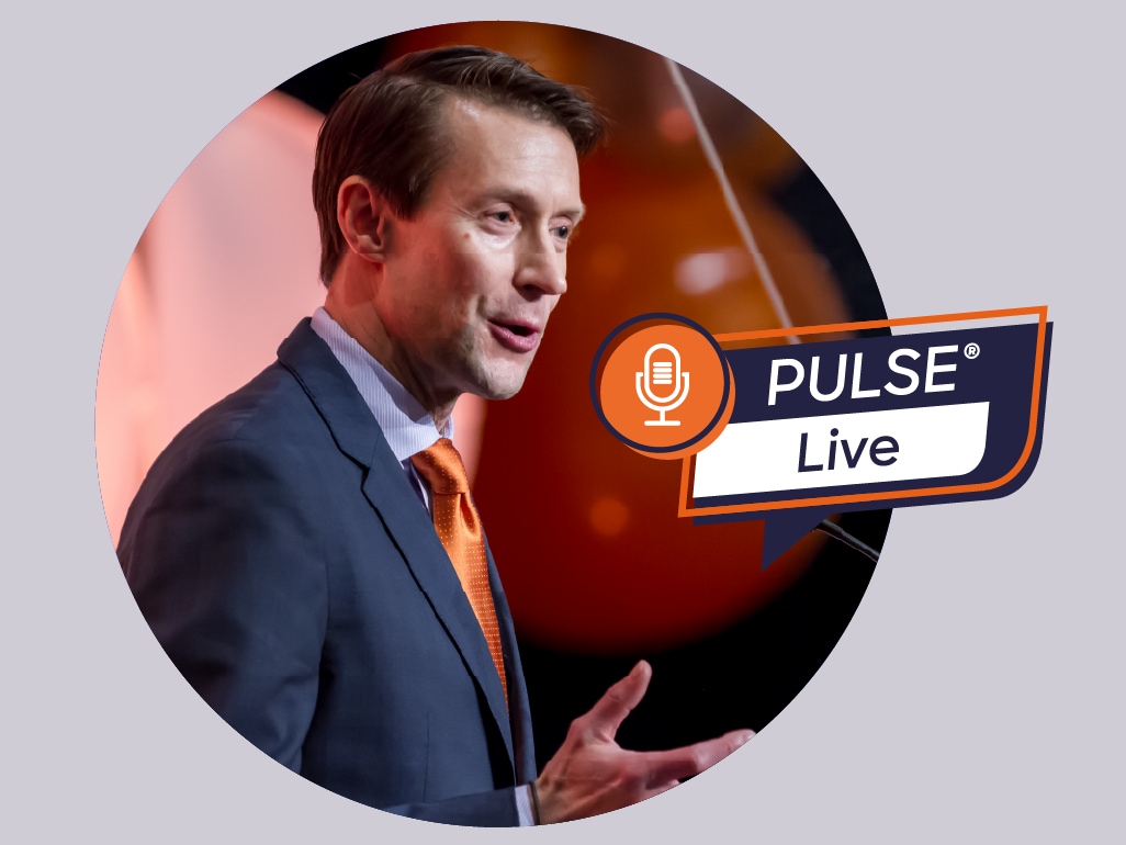 Steve Sievert, PULSE Executive Vice President of Marketing and Brand Management, smiles with PULSE Live webinar badge.